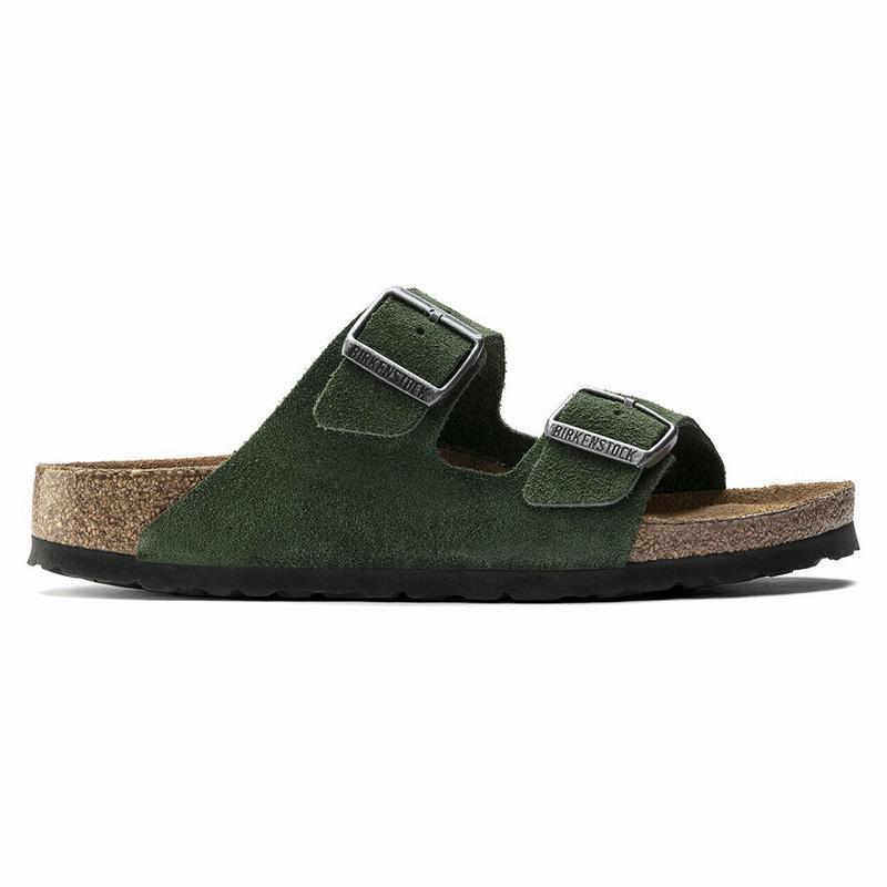 Birkenstock Soft Footbed Ruskind Arizona Herre Olivengrøn | DK 263PJJ